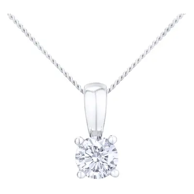 Jewelco London Platinum Round 1/3ct Diamond Solitaire Pendant Necklace inch 46cm - PP0AXL2021PTH