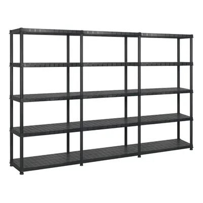 vidaXL Storage Shelf 5-Tier Black Plastic Home Furniture Storage Organiser