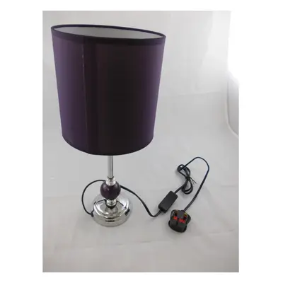 Premier Housewares Chrome Table Lamp with Purple Glass Ball and Purple Shade