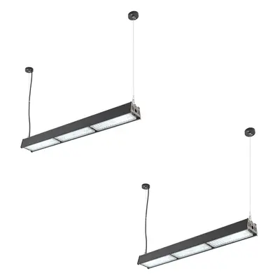 2 PACK Low Bay Warehouse Pendant Light - 200W Daylight White LED - Matt Black