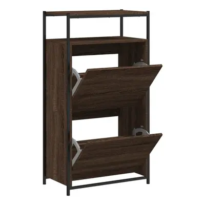 (brown oak, x x cm) vidaXL Shoe Cabinet with Flip-Drawers Shoe Storage Shelf Rack Grey Sonoma