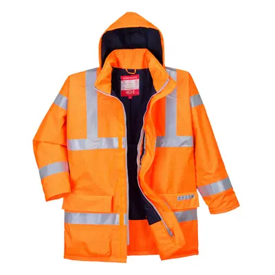 (Orange, XL) Portwest Bizflame Rain Hi-Vis Antistatic FR Jacket