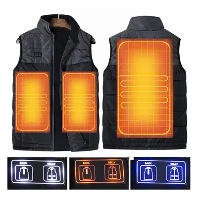 (2XL) Dual Control Electric Vest Heated Outdoor Jacket USB Warm Up Heating Pad Winter Body Warme