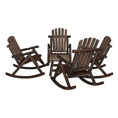 (dark brown, 2x armchair + 2x bench + table) vidaXL Garden Lounge Set Wooden Outdoor Table and C