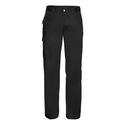 (44W x Regular, Black) Russell Workwear Mens Polycotton Twill Trouser / Pants (Regular)