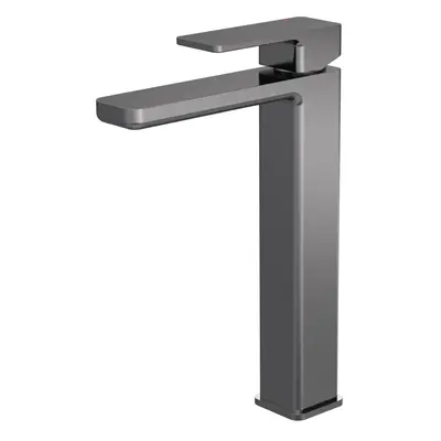 Square High-Rise Mono Basin Mixer Tap - Brushed Pewter