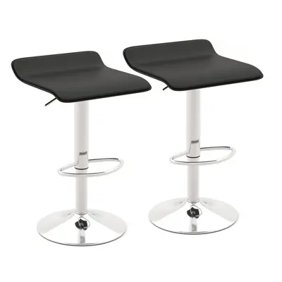 PU Swivel Barstool Set of Dining Chair W/ Adjustable Height Black