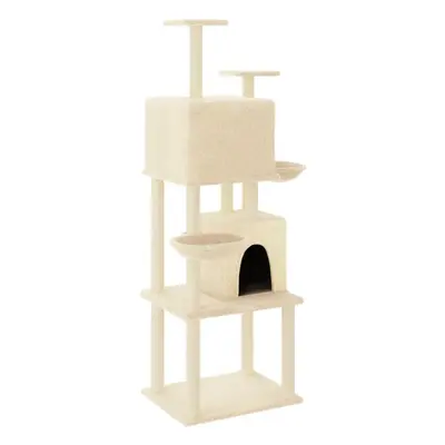 (cream) vidaXL Cat Tree with Sisal Scratching Posts Cat Scratch Tower Climber Dark Grey