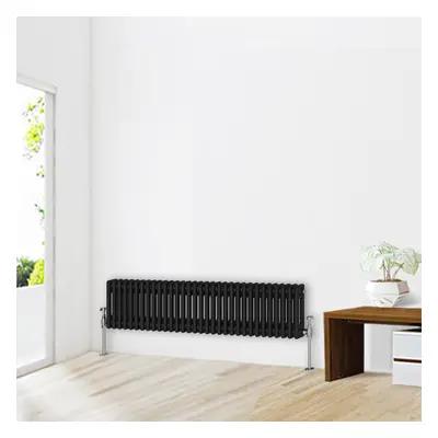 (300 x 1460mm-2 Column) NRG Traditional Black Horizontal Vertical Bathroom Cast Iron Radiator