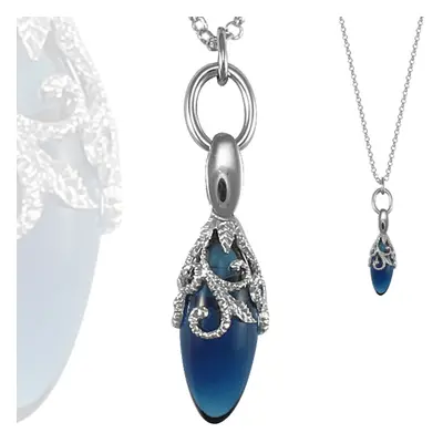 Jewelco London Sterling Silver Encrusted floral teardrop Charm Necklace - ANC037