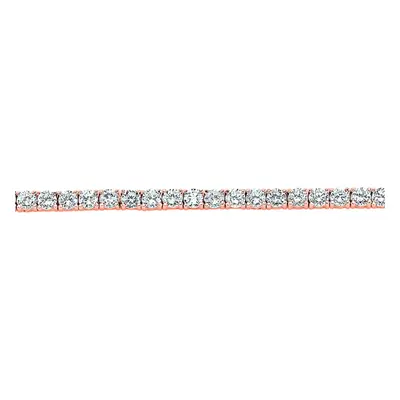 Jewelco London Ladies Rose Gold-Plated Sterling Silver Cubic Zirconia Claw Line Tennis Bracelet 