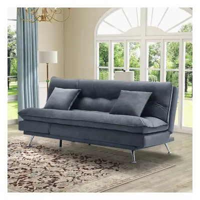 (Grey) Fabric Upholstered Tufted Sofa Bed