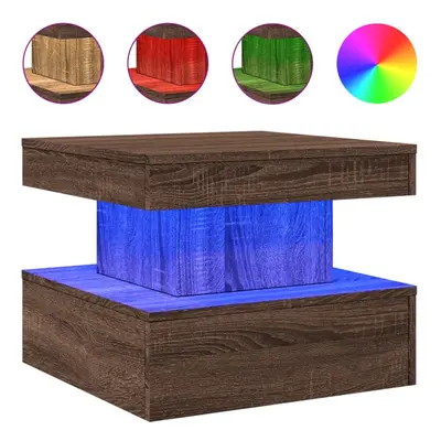 (brown oak, x x cm) vidaXL Coffee Table with LED Lights Hallway Accent End Table Side Sofa Table