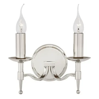 Avery Luxury Twin Wall Light Bright Nickel Traditional Candelabra Lamp Holder