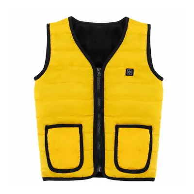 (Yellow, 130cm) Children Kids 5V Gears USB Heated Vest Electric Fast Heating Jacket Clothing