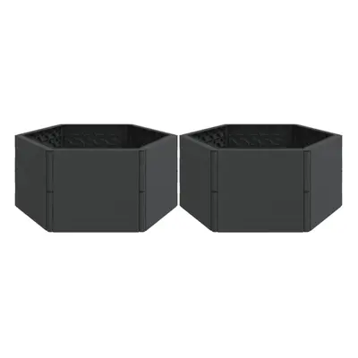 (2 pcs) vidaXL Garden Planters Raised Bed Outdoor Flower Box Plant Pot Anthracite PP