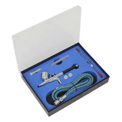 Gravity Fed Air Brush Kit - Double-Action - 1.8m Small Bore Hose - Storage Case