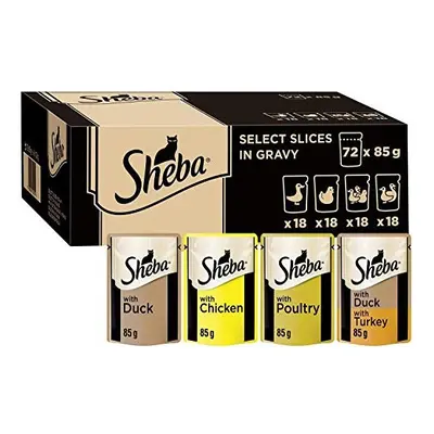 Sheba Select Slices in Gravy, Poultry Selection, Wet Cat Food Pouches for Adult Cats, x g