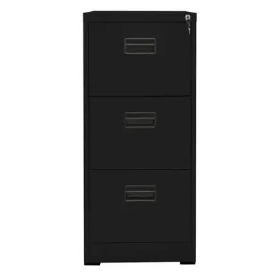 vidaXL Filing Cabinet Black Steel Office Storage File Drawer Document Cabinet