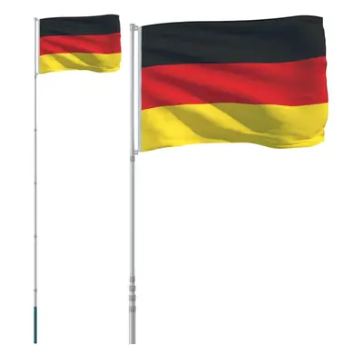 vidaXL Germany Flag and Pole 5.55 m Aluminium Outdoor Garden Camper Flag Pole