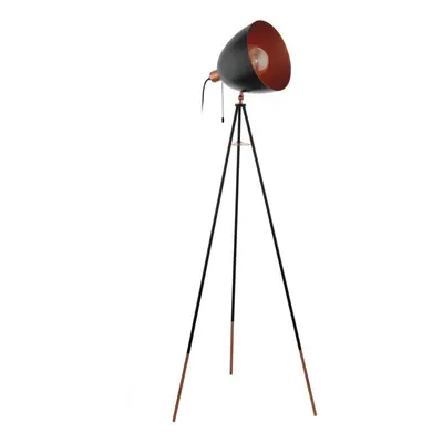 Tripod Floor Lamp Light Black & Copper Shade x 60W E27 Bulb Standard