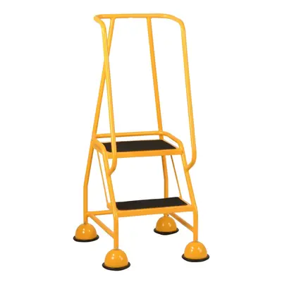 2 Tread Mobile Warehouse Steps YELLOW 1.19m Portable Safety Ladder & Wheels