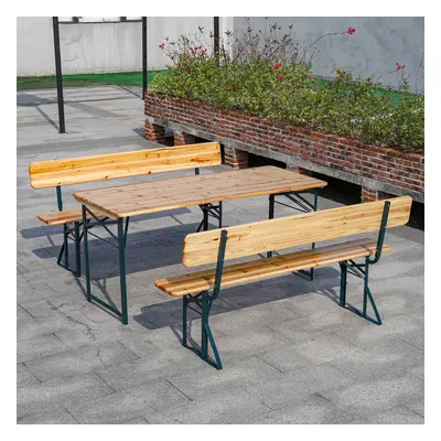 Rustic Wooden Folding Garden Benches Table Set