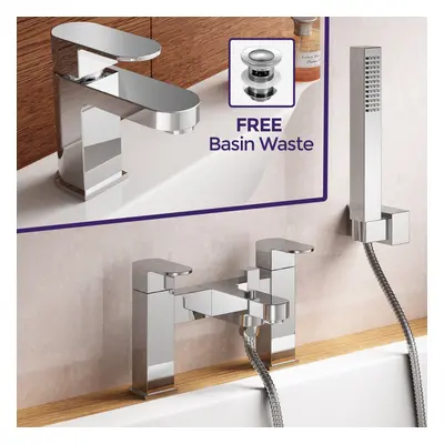 Modern Basin Sink Mono & Bath Shower Filler Mixer Tap Set and Hand Held Eclipse