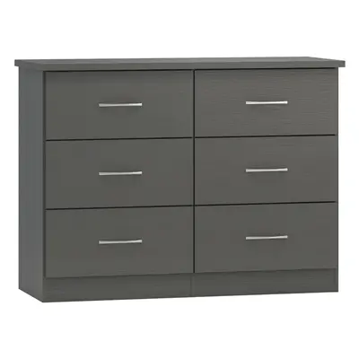 Nevada Drawer Chest of Drawers 3D Effect Grey Metal Runners Handles