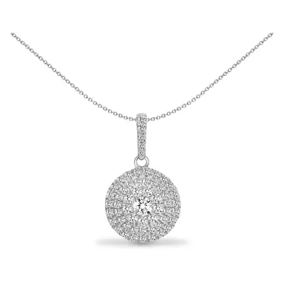 Jewelco London Solid 18ct White Gold Pave Set Round G SI 0.73ct Diamond Tiered Halo Cluster Drop