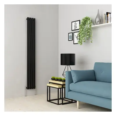 (1600 x 237mm Single, Black) Oval Tube Designer Radiator