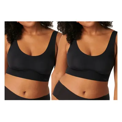 (XL) 2x Sloggi Zero Feel Invisible Comfort Womens Wire Free Bra Crop Top Black Padded