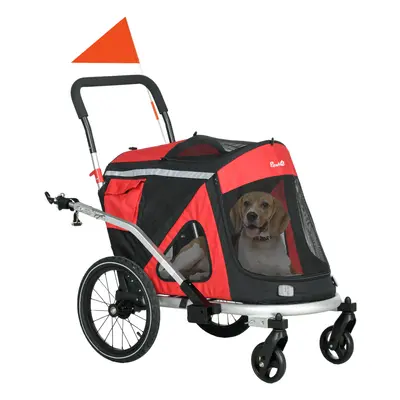 PawHut in Dog Bike Trailer, Foldable Dog Stroller for Medium Dogs - Red