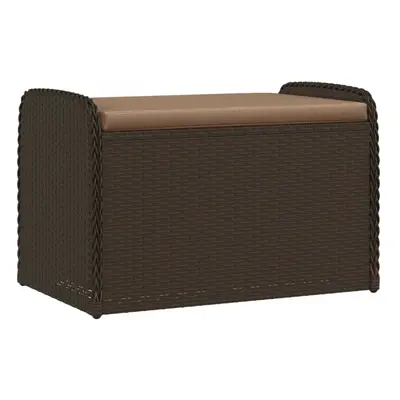 (brown, x x cm) vidaXL Storage Bench with Cushion Outdoor Bench Patio Storage Box Poly Rattan