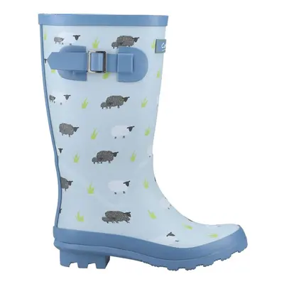 (12 UK Child, Blue) Cotswold Womens/Ladies Farmyard Sheep Wellington Boots