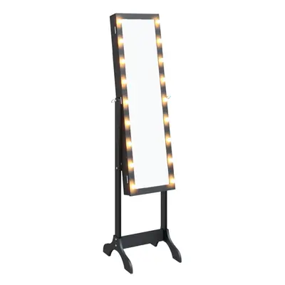 (black) vidaXL Free-Standing Mirror Makeup Mirror with LED Full Length Vanity Mirror