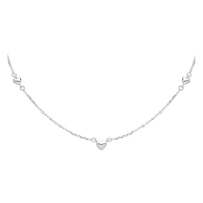 Jewelco London Ladies Sterling Silver Mini 3D Love Heart Charm Necklace - GVK310