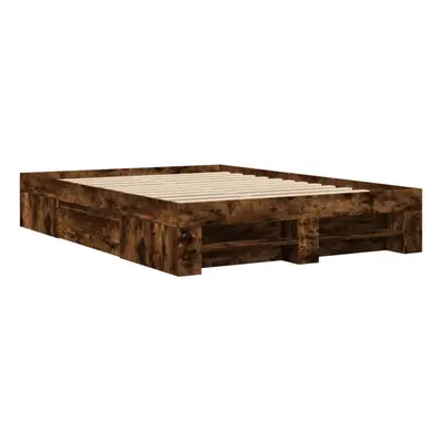 vidaXL Bed Frame Bed Base Smoked Oak 120x190 cm Small Double Engineered Wood