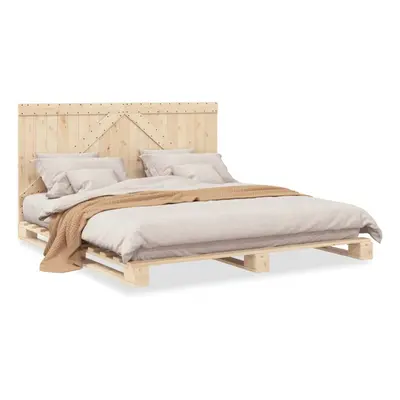 vidaXL Bed Frame with Headboard Bed 180x200 cm Super King Solid Wood Pine