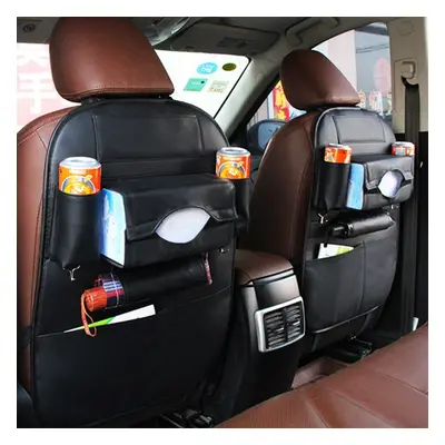 (Red + White) Car Seat Back Storage Bag Organizer Travel Box Pocket PU Leather Auto Accessoires