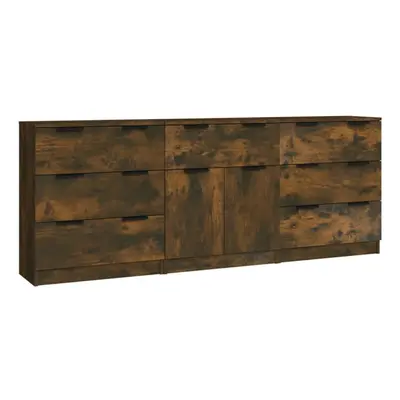 vidaXL Sideboards Piece Smoked Oak Engineered Wood Cupboard Storage Cabinet