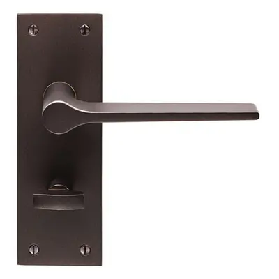 PAIR Flat Straight Handle on Slim Bathroom Backplate x 50mm Matt Bronze