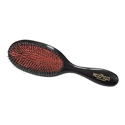 Mason Pearson BN3 Handy Boar Bristle Nylon Tufts Hair Brush, Cleaner, Gift Box