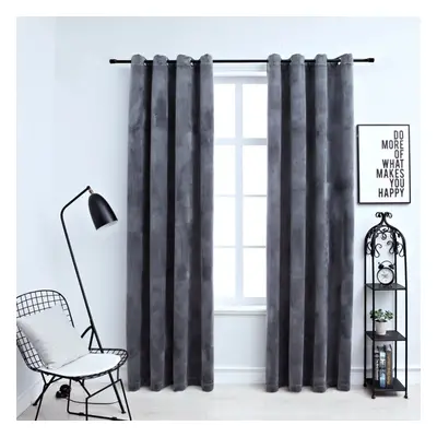 vidaXL 2x Blackout Curtains with Metal Rings Velvet Anthracite 140x245cm Blind