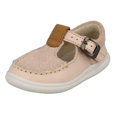 (UK 6.5 Infant, Pink) Girls Clarks Polka Dot Detailed T-Bar Shoes Cloud Rosa T - F Fit