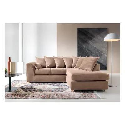 (Brown, Right Facing) Jumbo Cord Corner Sofa