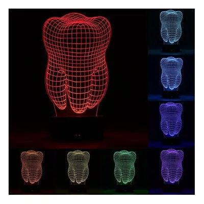 (Tooth) 3D Color Changing LED Desk Table Lamp Remote Acrylic USB Night Light Christmas Gift