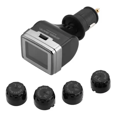 (psi) Wireless TPMS Tire Pressure Monitoring System with Adjustable LCD Display Cigarette Plug D