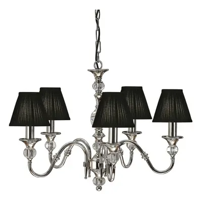 Diana Ceiling Pendant Chandelier Bright Nickel & Black Pleat Shade Lamp Light