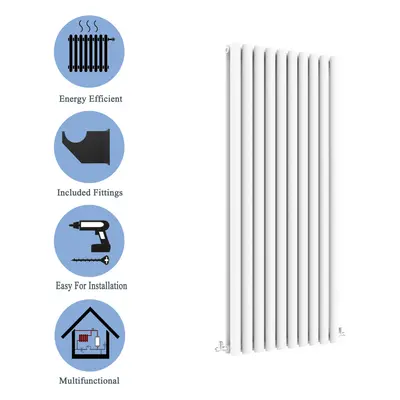 (Double, 1600x590mm) White Single/Double Oval Column Radiator